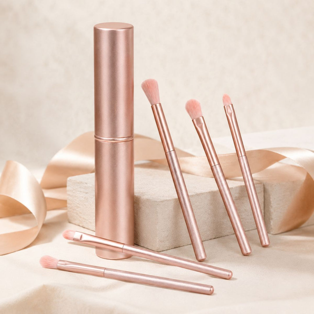 UNIQ Technique PRO Rose Lens Eyeshadow Brush Set with Storage Box (5 Pcs)