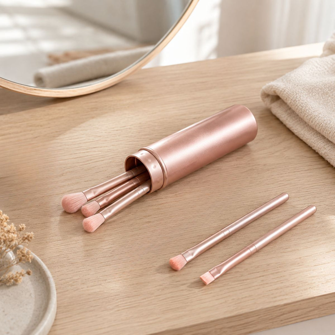 UNIQ Technique PRO Rose Lens Eyeshadow Brush Set with Storage Box (5 Pcs)