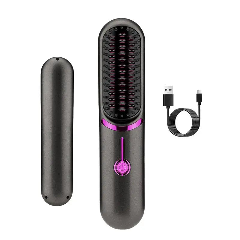 UNIQ 2-in-1 Cordless Hair Straightening Brush & Curler with USB-C