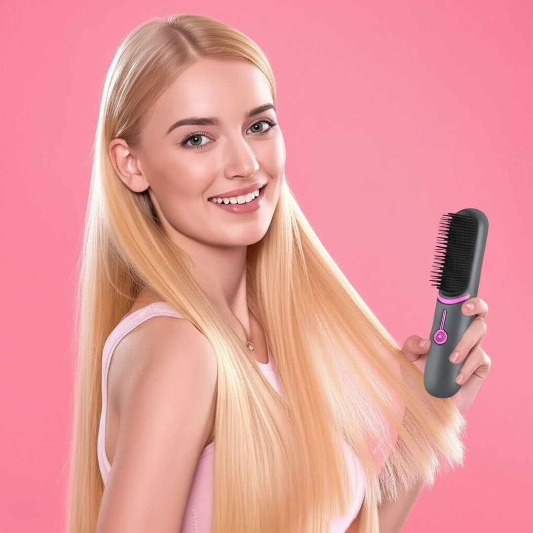 UNIQ 2-in-1 Cordless Hair Straightening Brush & Curler with USB-C