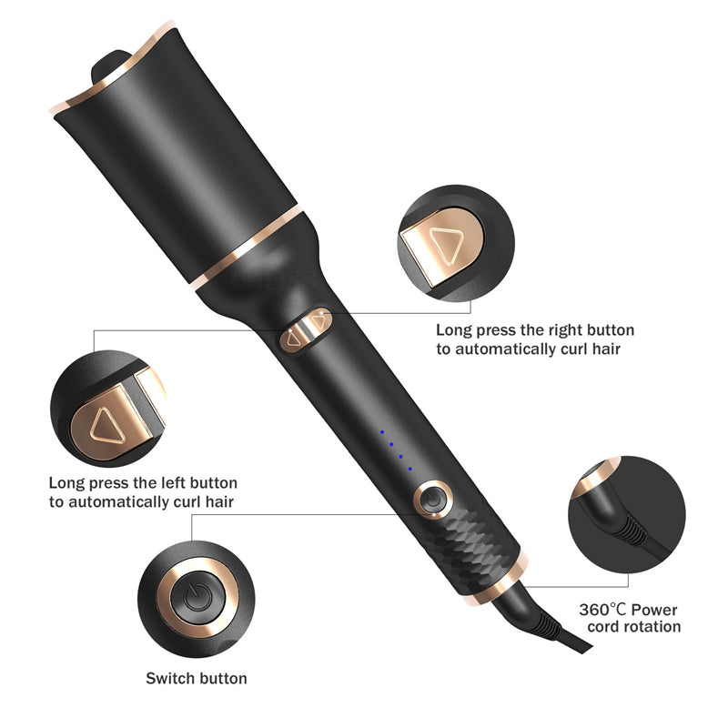 UNIQ Automatic Curling Iron with Ceramic Coating & 2-Way Rotation