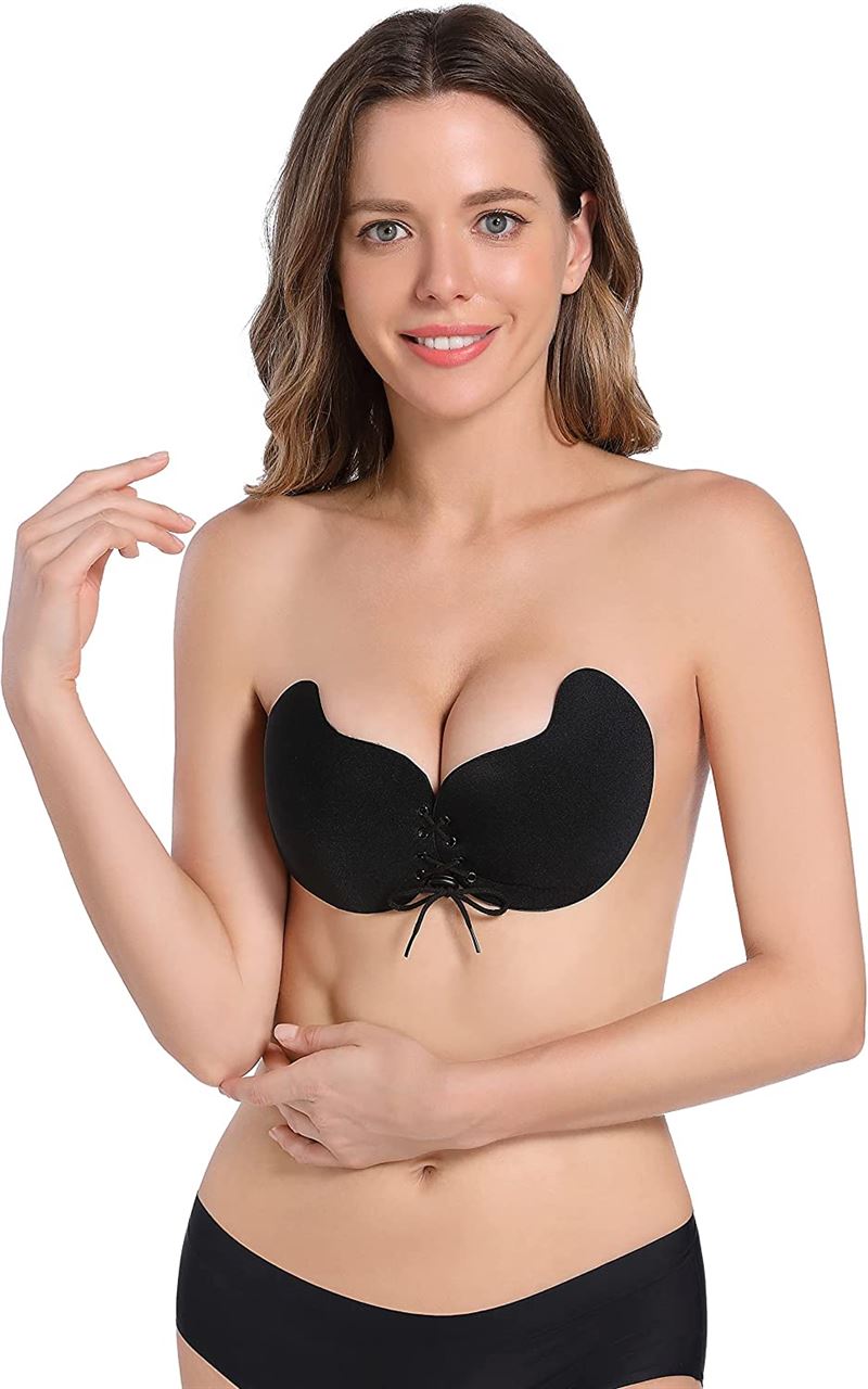 Ava Lift Up Strapless Self - fitting bra with laces - Black - Shapewear | Fashiongirl
