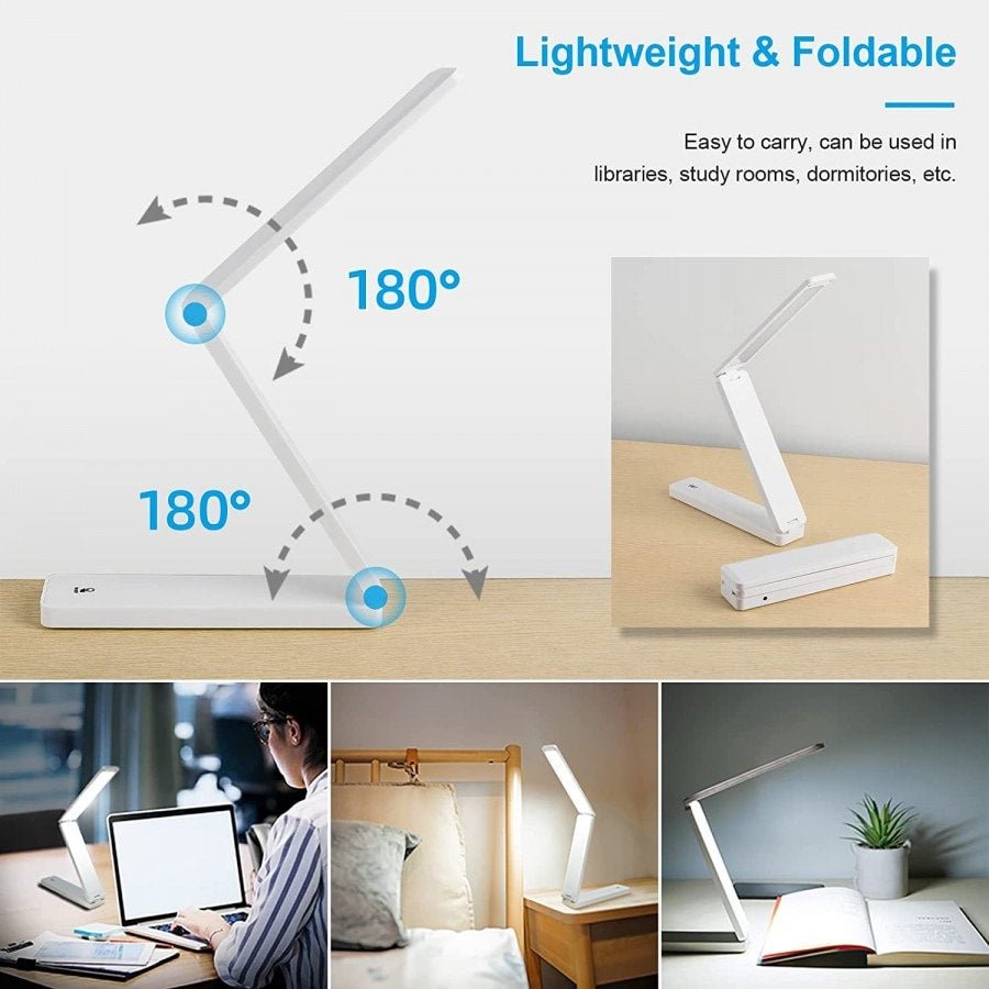Battery powered LED lamp light - Foldable desk lamp - White - | Fashiongirl
