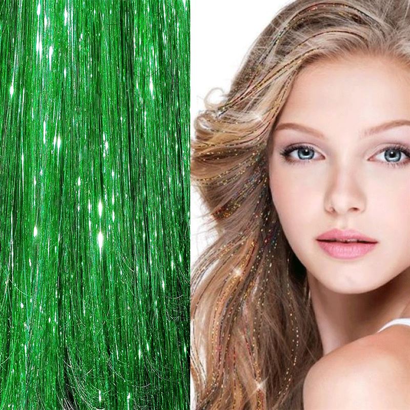 Bling Extensions - 100 glitter hair strands 80 cm, green - | Fashiongirl