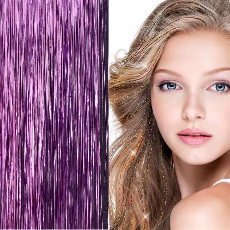 Bling Extensions - 100 glitter hair strands 80 cm, purple - | Fashiongirl