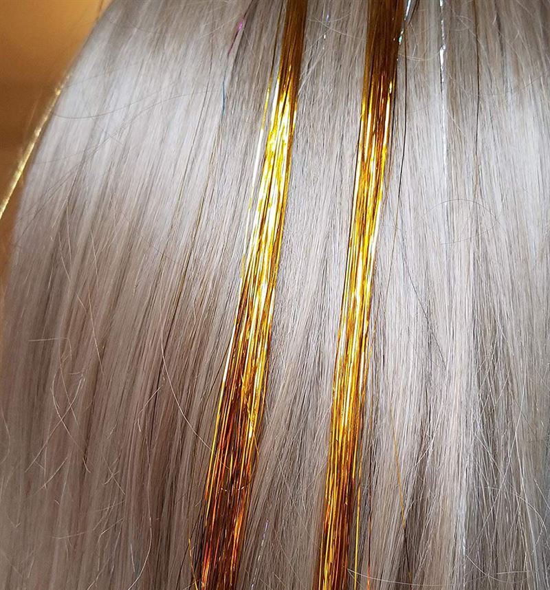 Bling Glitter Extensions 100 glitter hair strands 80 cm, gold - | Fashiongirl