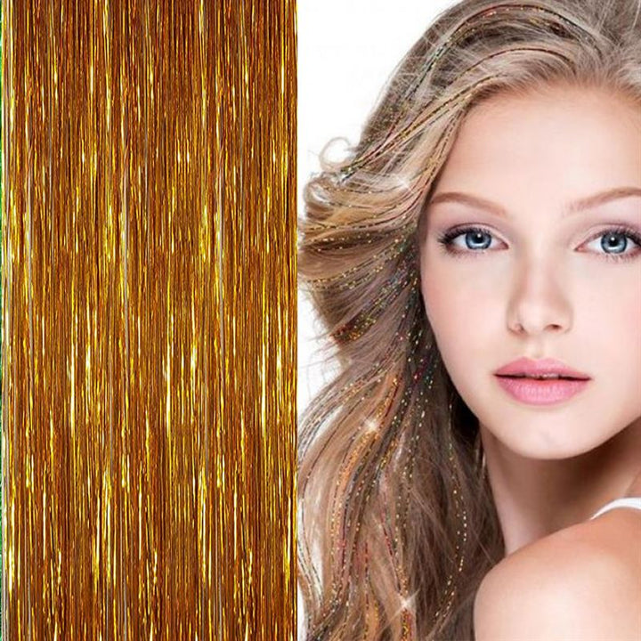 Bling Glitter Extensions 100 glitter hair strands 80 cm, gold - | Fashiongirl
