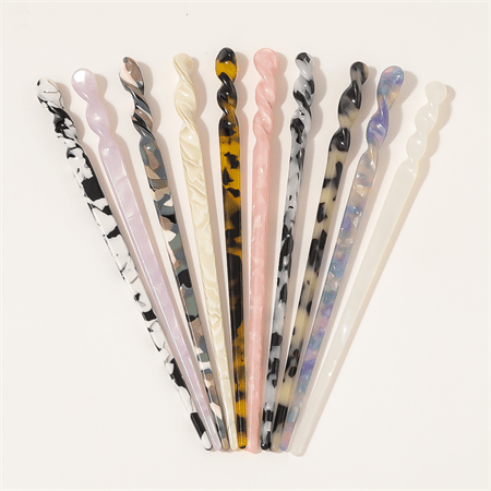 Chris Rubin Jade Hair Stick - White Marble - | Fashiongirl