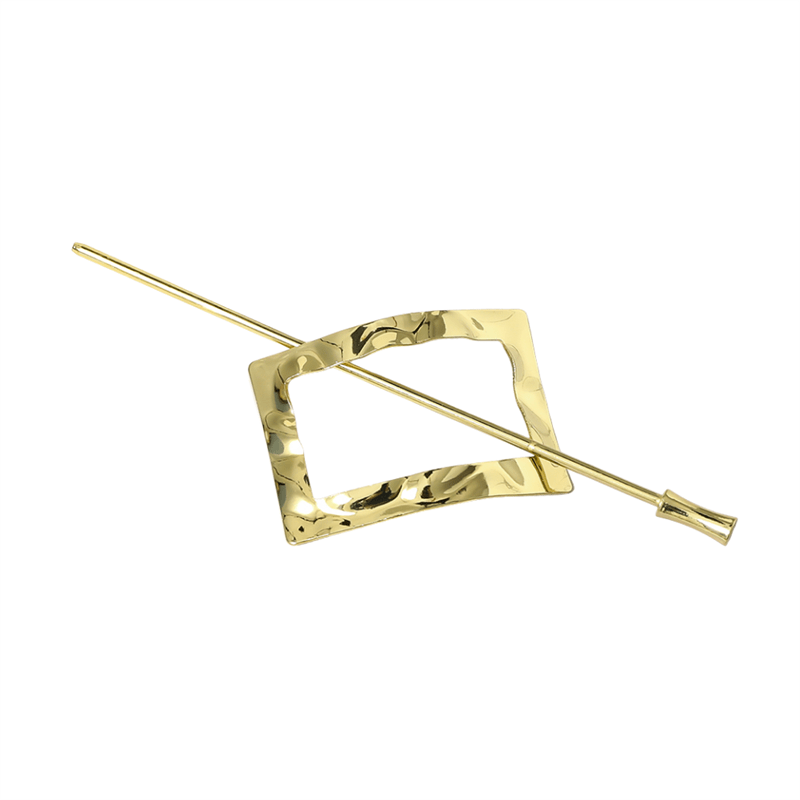Chris Rubin Nova Rectangle Slide Buckle Hair Claw - Gold - Hair Accessories | Fashiongirl