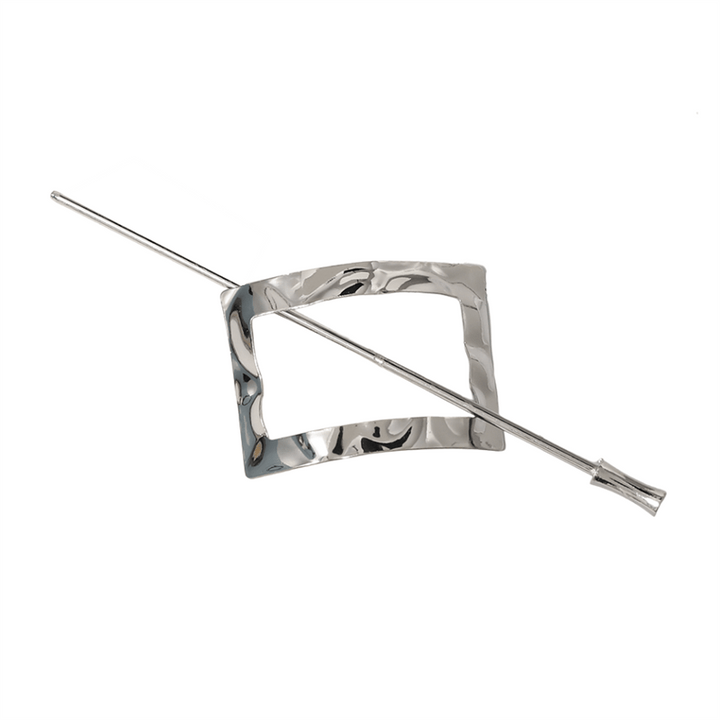 Chris Rubin Nova Rectangle Sliding Hair Claw - Silver - Hair Accessories | Fashiongirl