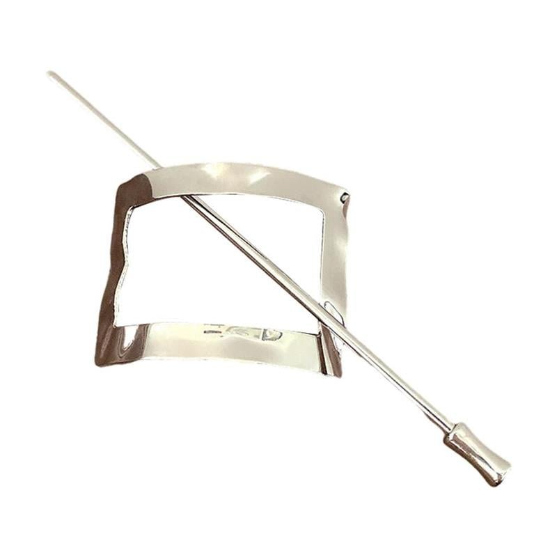 Chris Rubin Nova Rectangle Sliding Hair Claw - Silver - Hair Accessories | Fashiongirl