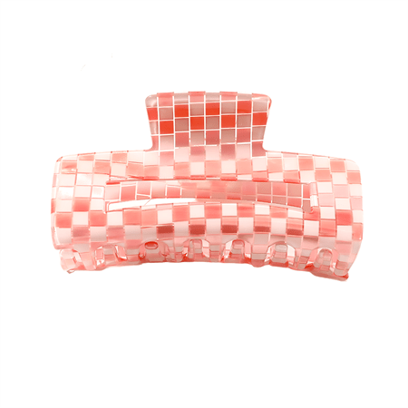 Chris Rubin Ruby Hair Claw - Peach Check - Hair Accessories | Fashiongirl