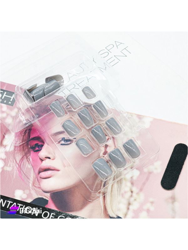 Click On / Press On Nails - Grey #S181 - | Fashiongirl