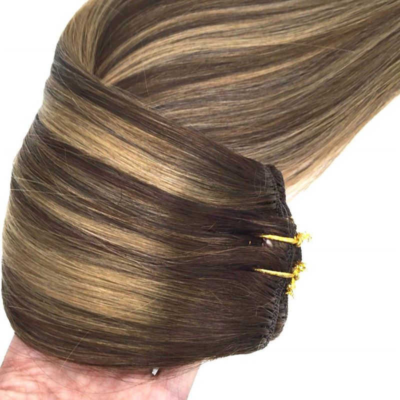 Clip In Extensions - 40 cm #4/27 Brown/ Medium Blonde Mix - | Fashiongirl
