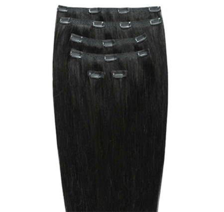 Clip on hair extensions #1 Black - 7 sets - 50 cm | Gold24 - | Fashiongirl