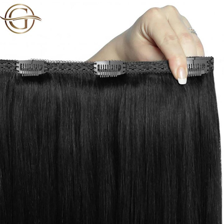 Clip on hair extensions #1 Black - 7 sets - 60 cm | Gold24 - | Fashiongirl