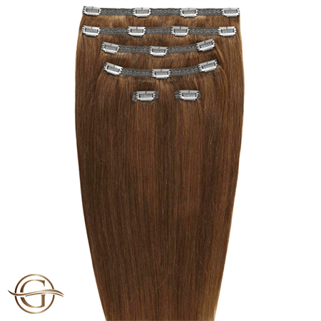 Clip on hair extensions #12 Light brown - 7 sets - 50 cm | Gold24 - | Fashiongirl