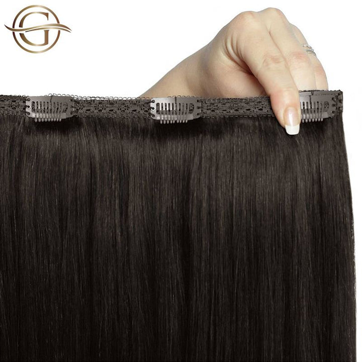 Clip on hair extensions #2 Dark brown - 7 sets - 50 cm | Gold24 - | Fashiongirl