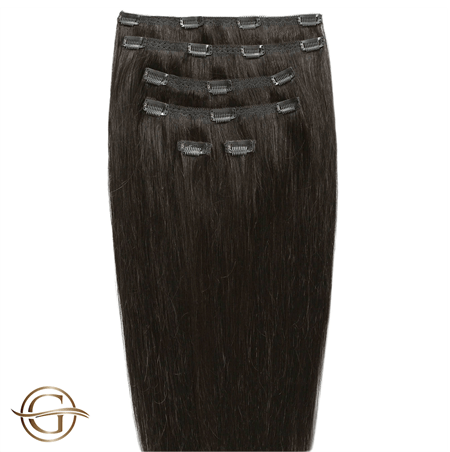 Clip on hair extensions #2 Dark brown - 7 sets - 50 cm | Gold24 - | Fashiongirl