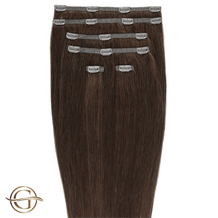 Clip on hair extensions #33B Dark Reddish Brown - 7 sets - 60 cm | Gold24 - | Fashiongirl