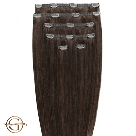 Clip on hair extensions #4 Brown - 7 sets - 50 cm | Gold24 - | Fashiongirl