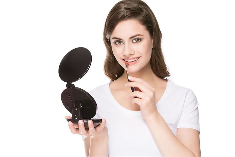 Compact double travel mirror with LED (10x magnification) - Black - | Fashiongirl