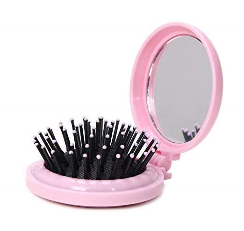 Compact makeup mirror with brush - Blush - Mirror