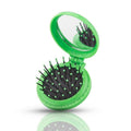 Compact makeup mirror with brush - green - | Fashiongirl