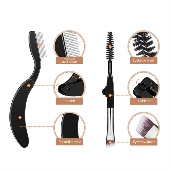 Foldable Eyelash and Eyebrow Kit - 4 pcs. - 