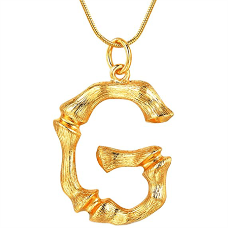 Gold Bamboo Alphabet / Letter Necklace - G - | Fashiongirl