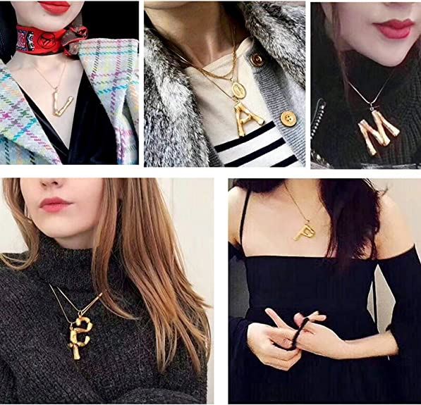 Gold Bamboo Alphabet / Letter Necklace - I - | Fashiongirl