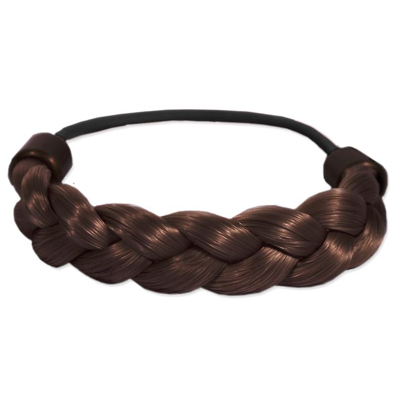 Hair elastic with braided synthetic hair - brown - | Fashiongirl