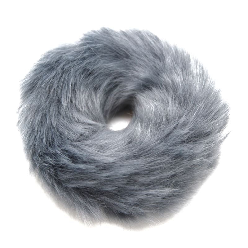 Hair elastic with fur - Faux Scrunchie, grey - Hair Accessories