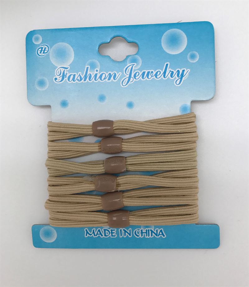 Hair elastics double Beige 6 pack - Hair Accessories | Fashiongirl