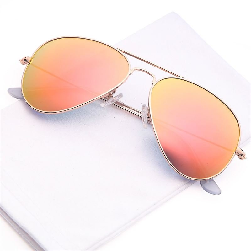 Lux Aviator Pilot Sunglasses - Pink with gold frame - | Fashiongirl