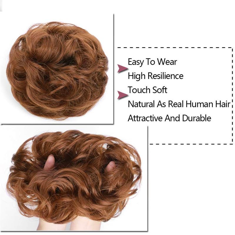 Messy Bun Hair elastic with curly artificial hair - #33A Light Golden Reddish Brown - Hair Accessories | Fashiongirl
