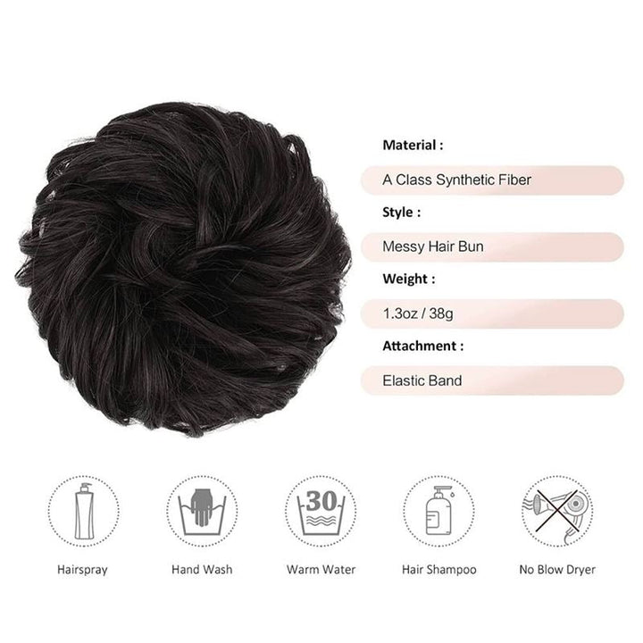 Messy Bun Hair Elastic with Curly Artificial Hair - #4 Black Brown - Hair Accessories | Fashiongirl