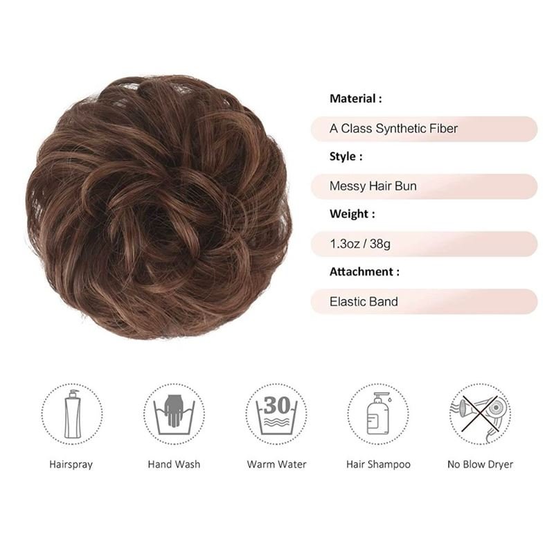 Messy Bun Hair elastic with curly artificial hair - 4/30# Chocolate Brown - Hair Accessories | Fashiongirl