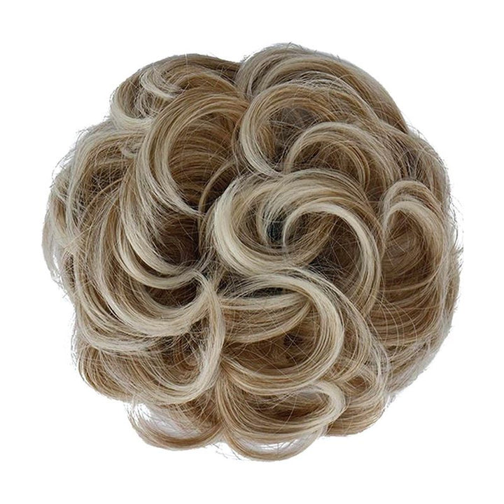 Messy Bun Hair elastic with curly artificial hair - 6AT88 Strawberry Blonde &amp; Platinum Blonde - Hair Accessories | Fashiongirl