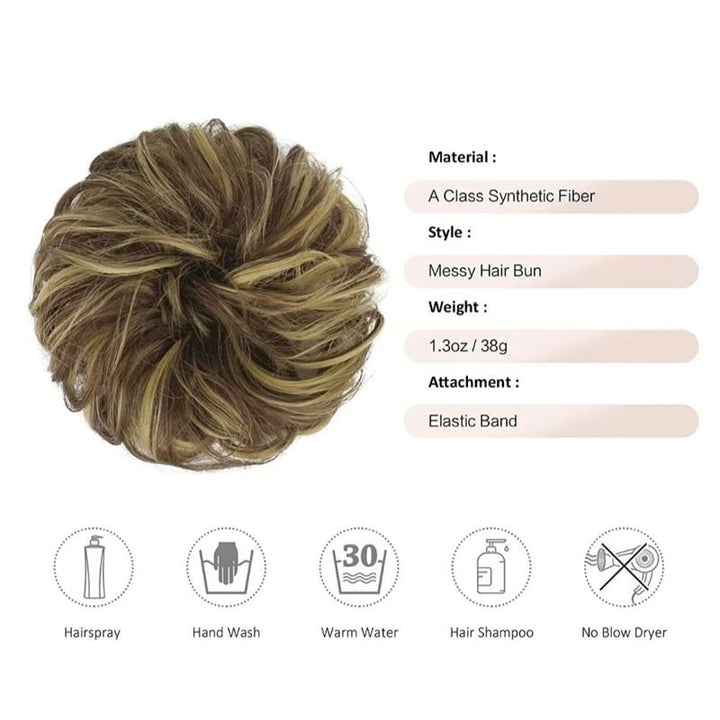 Messy Bun Hair Elastic with Curly Artificial Hair - 9H19 Blonde &amp; Medium Brown - Hair Accessories | Fashiongirl