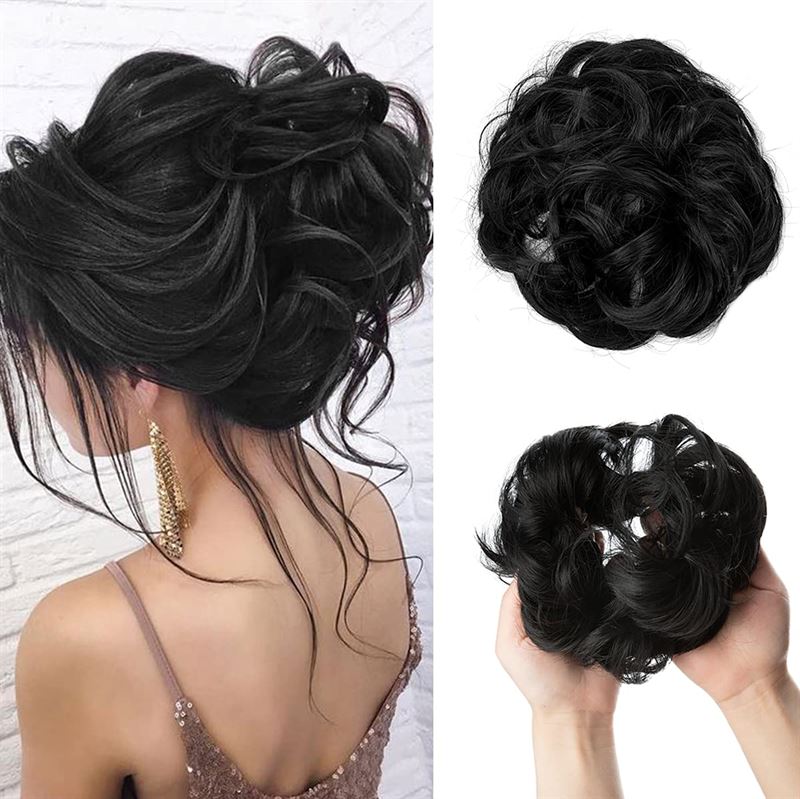 Messy Curly Hair for bun #1B - Jet Black - Hair Accessories | Fashiongirl