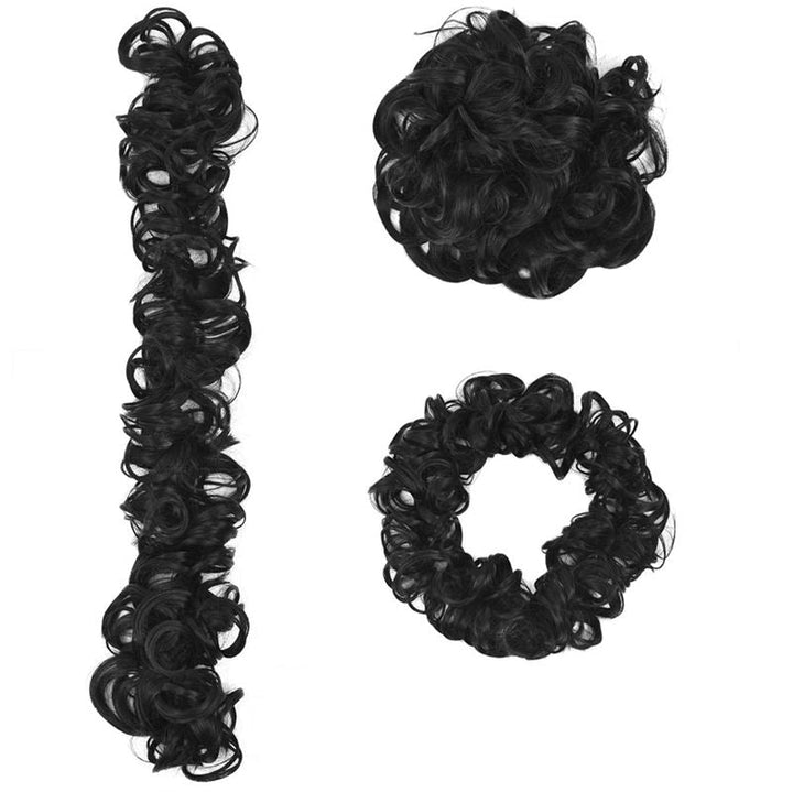 Messy Curly Hair for bun #1B - Jet Black - Hair Accessories | Fashiongirl