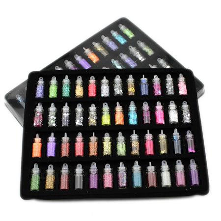 Nail Decoration / Nail Decoration Kit for manicure with pearls, sequins, glitter &amp; diamonds - 48 bottles - | Fashiongirl