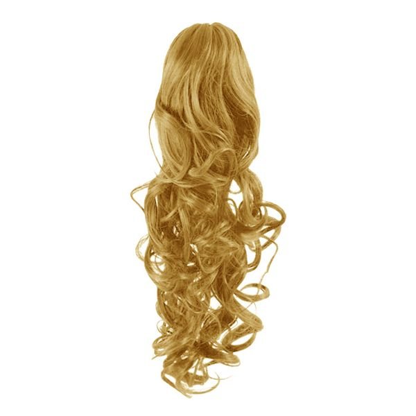 Pony tail fibre extensions Curly Medium Blonde 27# - | Fashiongirl
