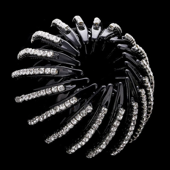 Ponytail Spiral with rhinestones/ Bird Nest Hair Clip - Silver - | Fashiongirl