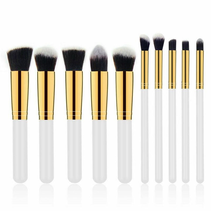 PRO Makeup Brushes White / Gold 10 pcs - | Fashiongirl