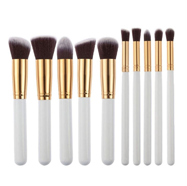 PRO Makeup Brushes White / Gold 10 pcs - | Fashiongirl