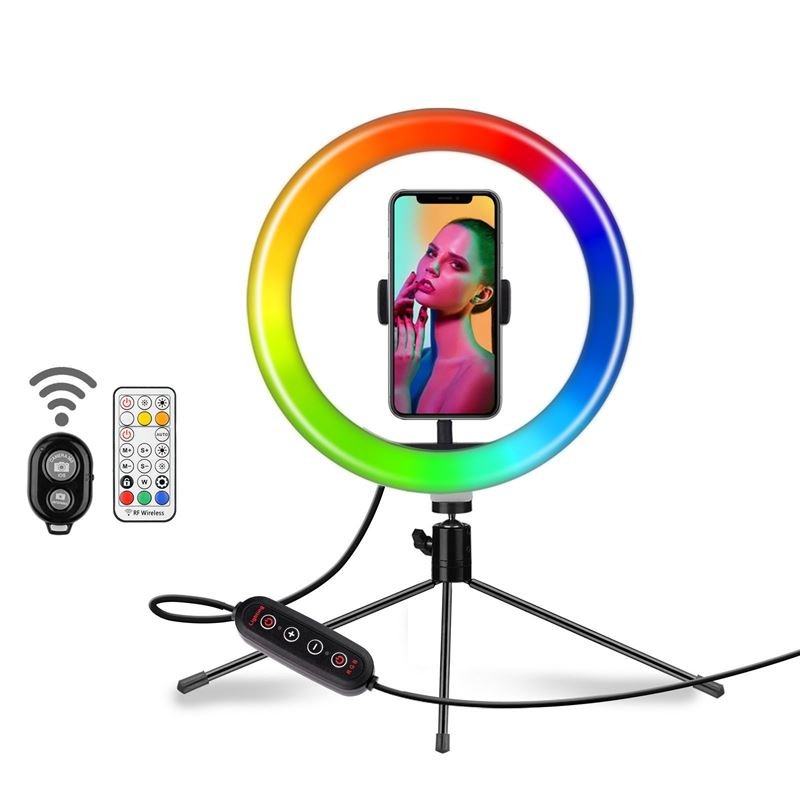 Ring Light med RGB lys + Trådløs fjernbetjening - | Fashiongirl