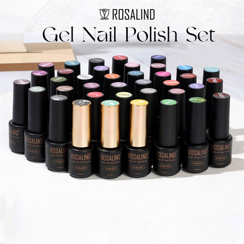 ROSALIND 38 - Piece Gel Nail Polish Set with 35 Colours + Base Coat &amp; Top Coats (38 x 5 ml) - | Fashiongirl