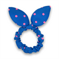 Scrunchie with bow - Light blue with pink dots - Hair Accessories